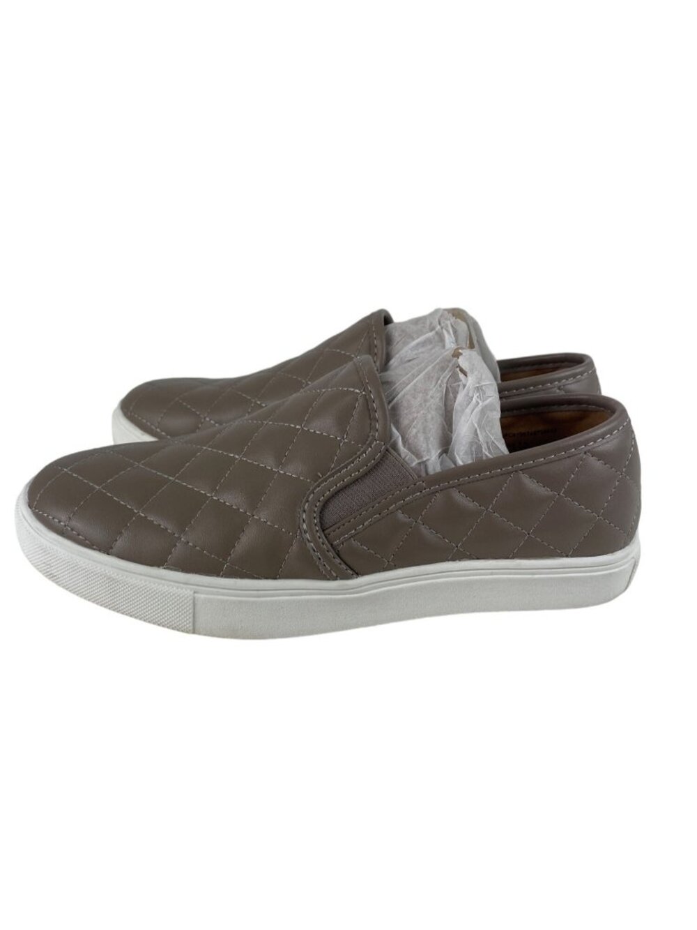 Mountain Sole Women's Slip On Sneaker Shoes Quilted Taupe/Gray Ladies 7.5